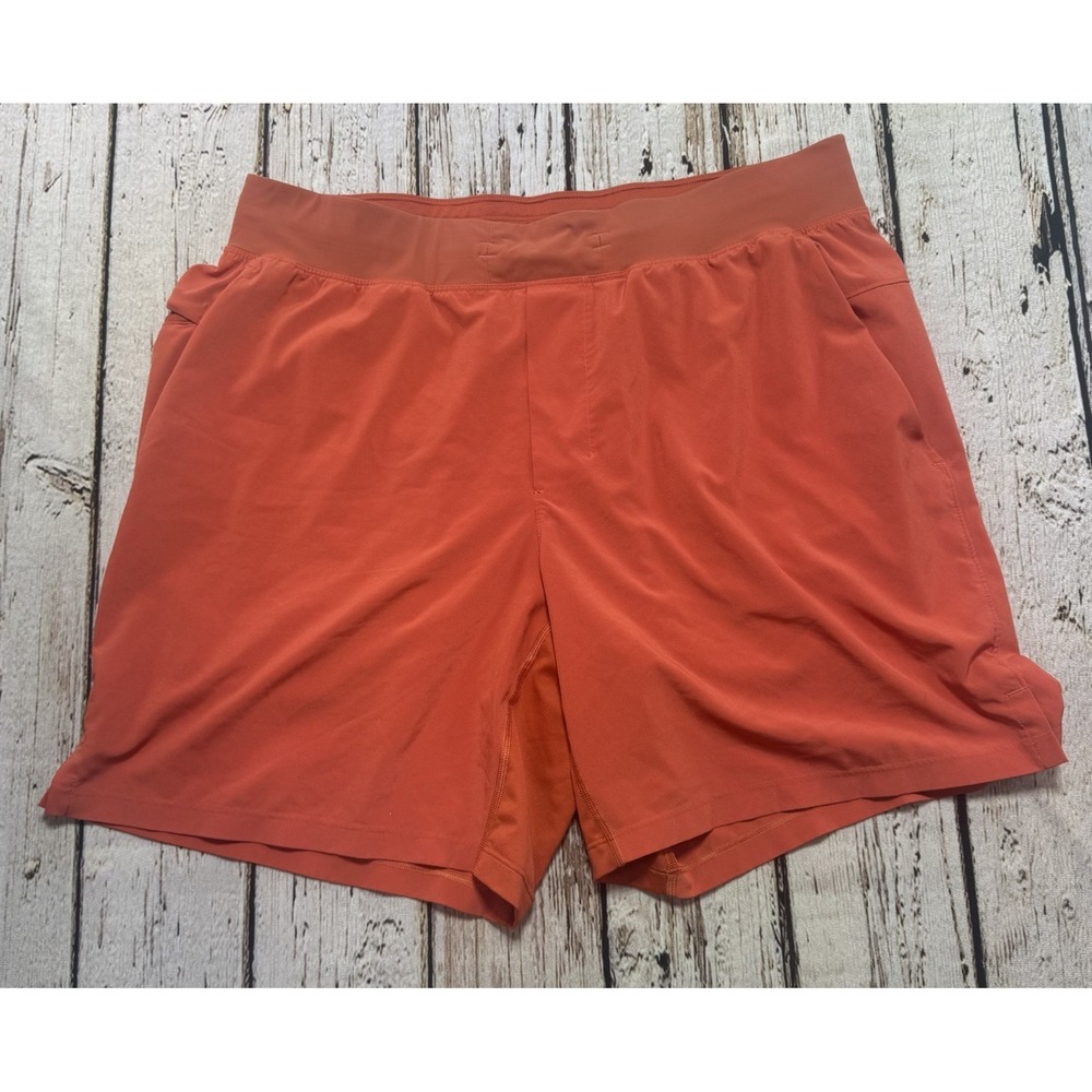 Lululemon Mens T.H.E. Linerless Active Performance Athletic Shorts 7" Orange XL